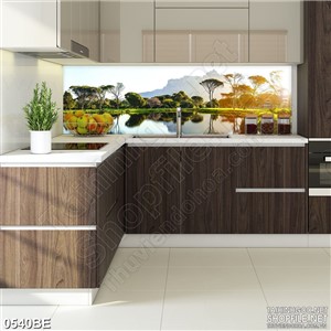 Tranh con sông bên rừng treo tường bếp