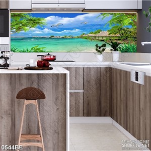 Tranh đàn hải âu trên biển xanh treo bếp