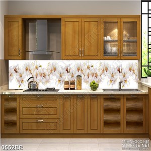 Tranh psd treo bếp hoa anh đào trắng