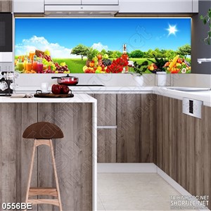 Tranh psd cánh rừng xanh treo tường bếp