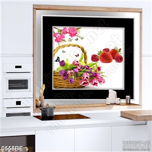 Tranh giỏ hoa qủa trên bàn treo tường in uv