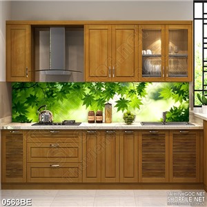 Tranh psd nhành lá xanh dán bếp