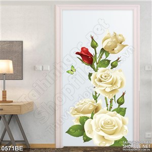 Tranh cây hoa hồng trắng treo tường bếp