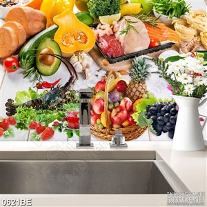 Tranh thực phẩm rau tươi in bếp