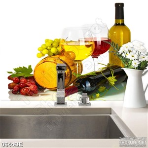 Tranh rượu vang hương chanh treo tường bếp