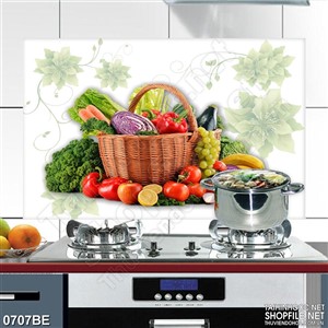 Tranh rau củ quả in trên tường hoa nhà bếp