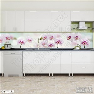 Tranh bức tường in hoa trong nhà bếp