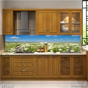 Tranh cánh đồng hoa cúc trắng treo bếp