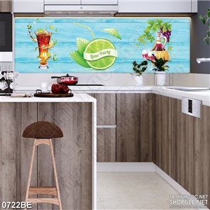 Tranh biển xanh mát lạnh dán bếp