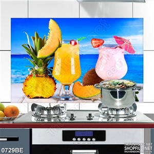Tranh nước ép trái cây trên bờ biển treo bếp Tranh nước ép trái cây trên bờ biển treo bếp