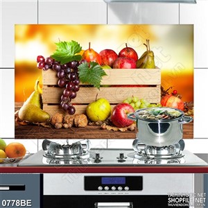 Tranh dán bếp kệ đựng trái cây tươi