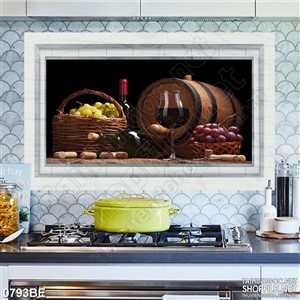 Tranh hầm rượu nho treo bếp