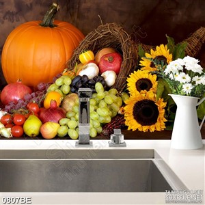 Tranh dán bếp trái cây và hoa