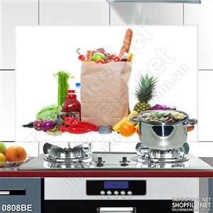Tranh thực phẩm xanh sạch trong nhà bếp