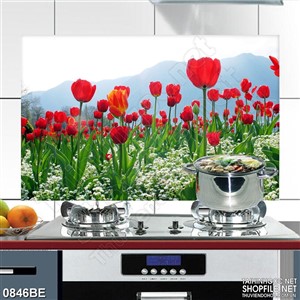 Tranh cánh đồng hoa tulip treo bếp