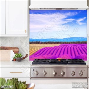 Tranh bếp phong cảnh cánh đồng hoa tím