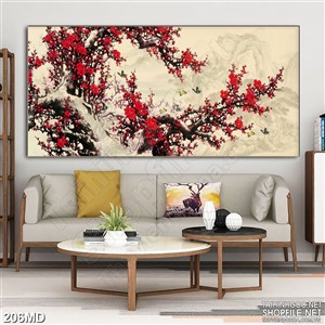 Tranh rừng đào tết khoe sắc