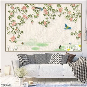 Tranh cành đào psd nghệ thuật trang trí tường