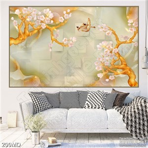 Tranh 3d những cành mai vàng khoe sắc rực rỡ