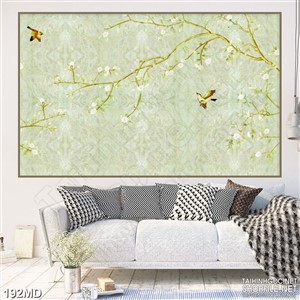 Tranh vẽ cành đào trắng mảnh mai nghệ thuật 3d