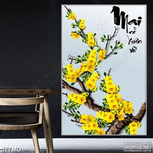 Tranh psd mai nở xuân về trang trí