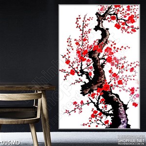 Tranh psd cành đào trang trí