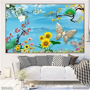 Tranh cành mai vàng đón xuân 3d