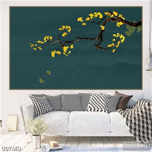 Tranh in uv cành mai vàng trong đêm