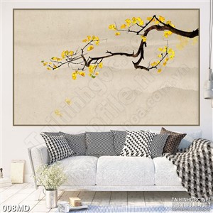 Tranh 3d cành mai vàng khoe sắc