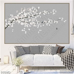 Tranh in uv cành hoa anh đào trong đêm