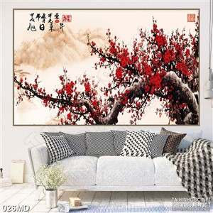 Tranh 3d cây đào già khoe sắc