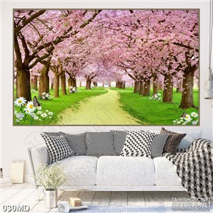 Tranh những hàng hoa đào tết