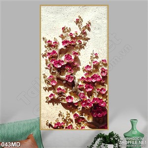 Tranh cành đào psd nghệ thuật dán tường