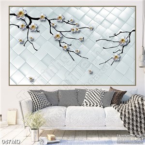 Tranh psd cành đào trang trí bức tường