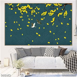 Tranh psd cành ma đón xuân trong đêm