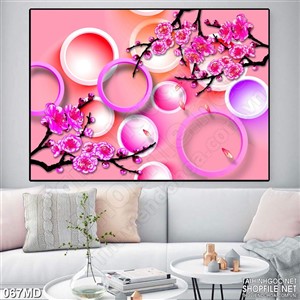 Tranh cành đào psd nghệ thuật dán tường