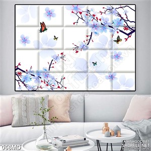 Tranh cành đào nở rộ in uv trang trí phòng