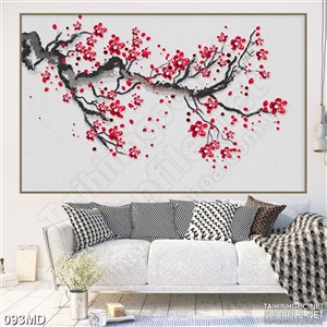 Tranh cành đào khoe sắc hồng in canvas