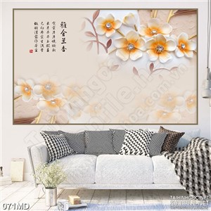 Tranh psd cành đào trắng trang trí