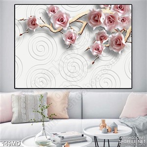 Tranh cành đào khoe sắc hồng in canvas