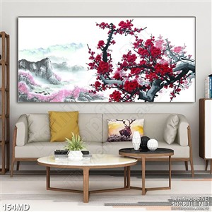 Tranh 3d cành đào già khoe sắc thắm
