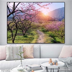 Tranh in uv lối đi nhỏ vào vườn đào