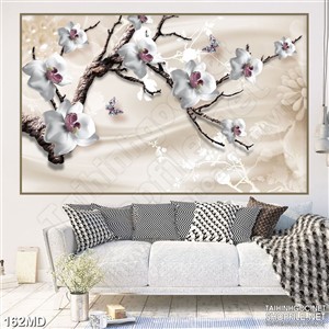 Tranh 3d cành mai trắng khoe sắc