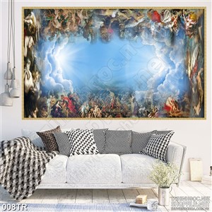 Tranh trần xuyên sáng thế giới loài người in uv