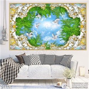 Tranh trần xuyên sáng psd hòn đảo ngọc