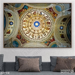 Tranh dán trần phòng ngủ in uv cung điện