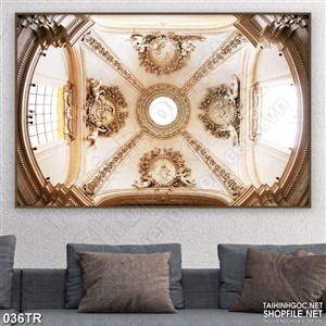 Tranh dán trần phòng ngủ cung điện lộng lẫy in uv