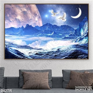 Tranh dán trần psd bảo biển trong đêm