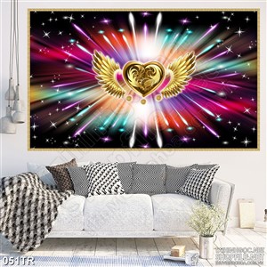 Tranh dán trần đôi cánh thiên thần bằng vàng psd