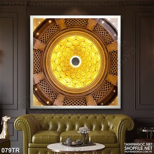 Tranh trần xuyên sáng in uv tòa lâu đài dáp vàng